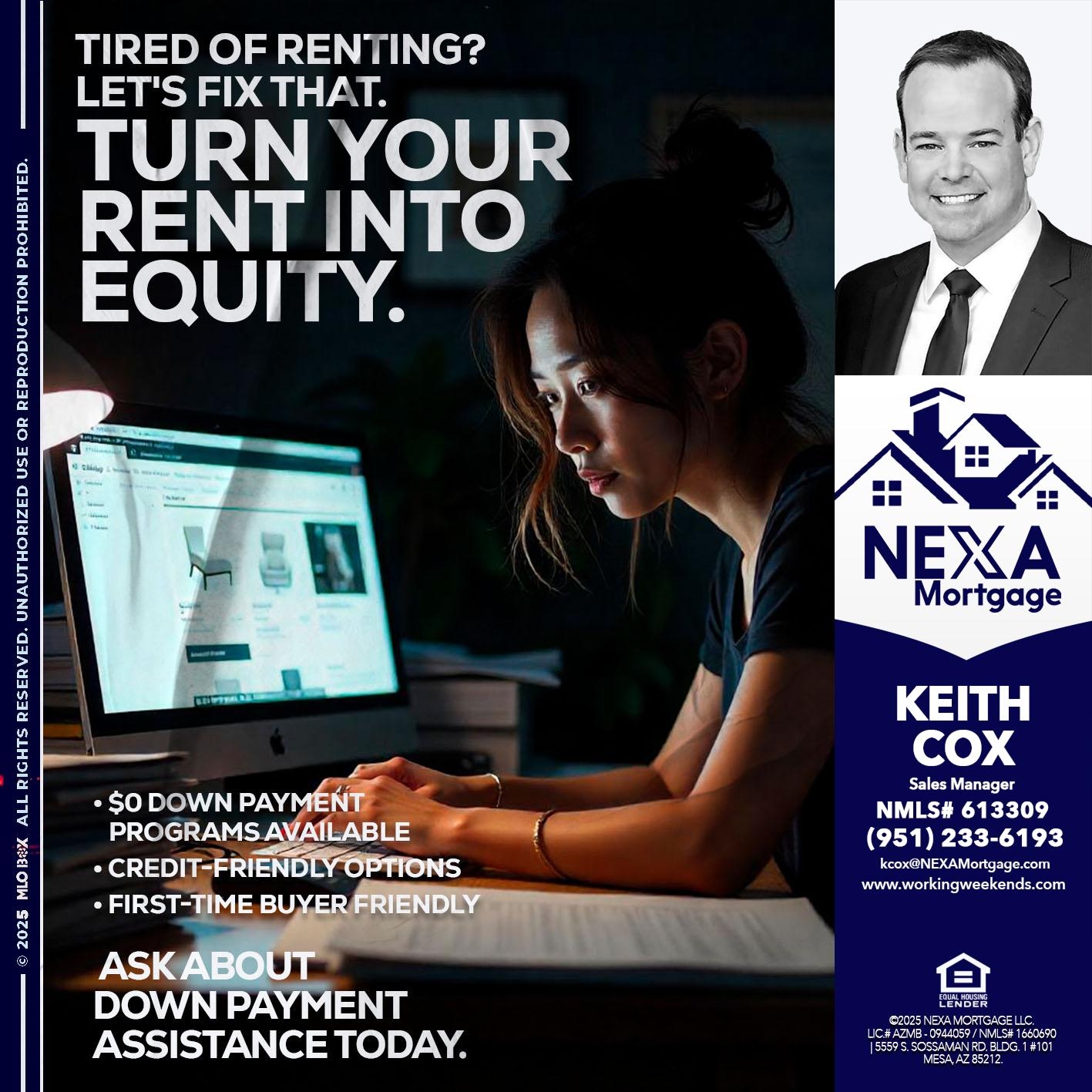 TIRED OF RENTING? -TERM- Keith Cox -Sales Manager