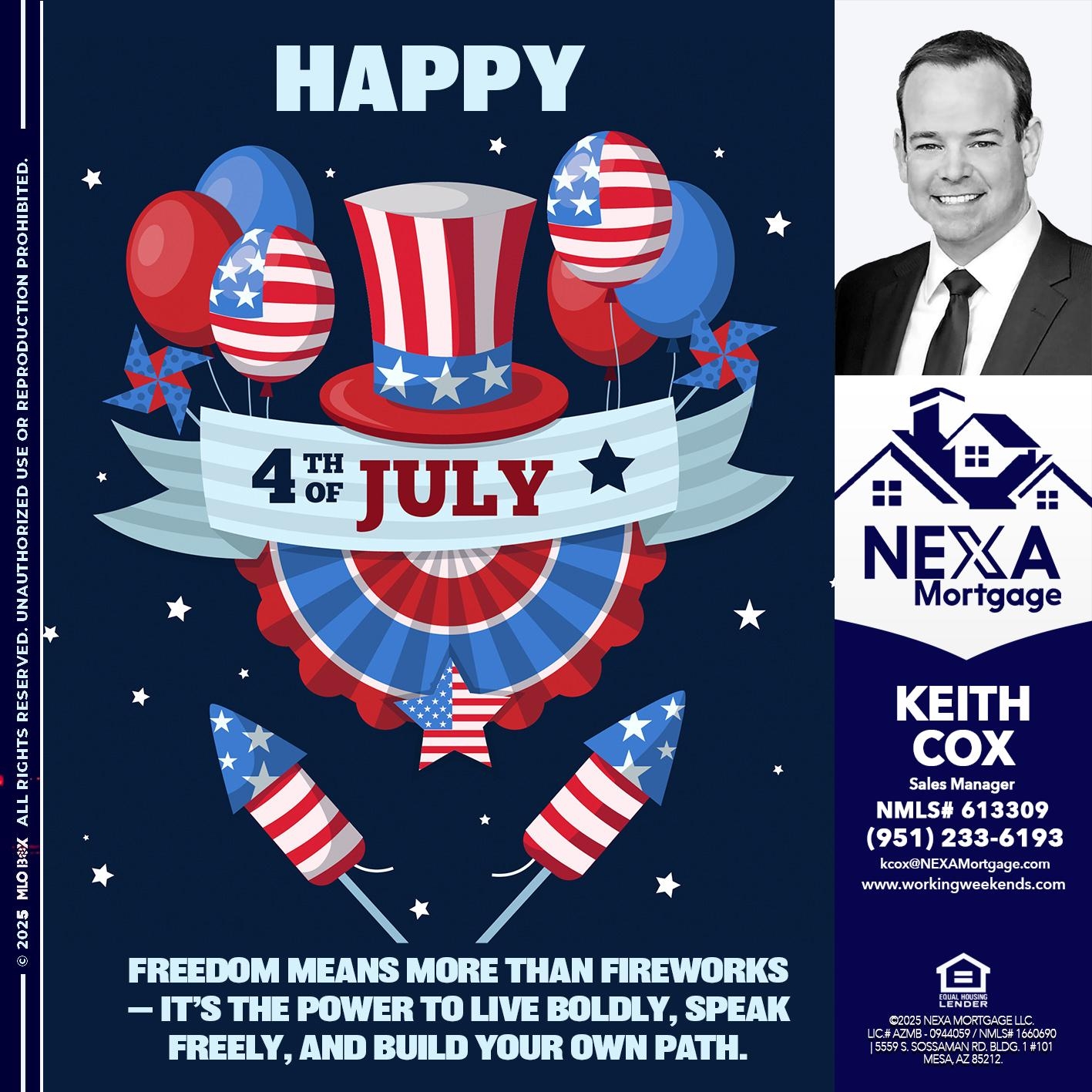 HAPPY 4TH OF JULY - Keith Cox -Sales Manager