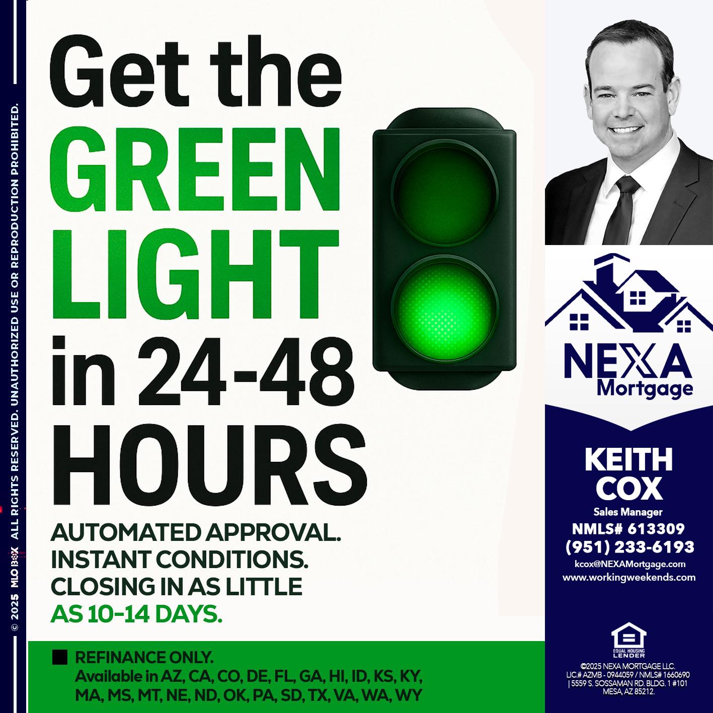 GET THE GREEN LIGHT - Keith Cox -Sales Manager