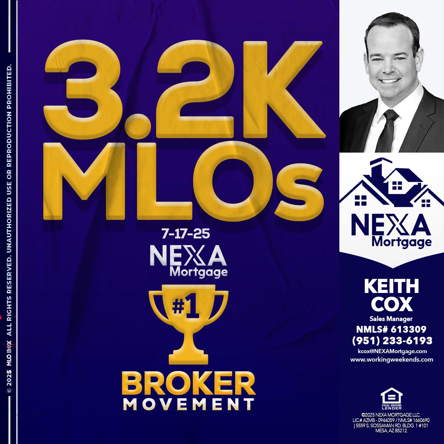 3.2K MLOs - Keith Cox -Sales Manager