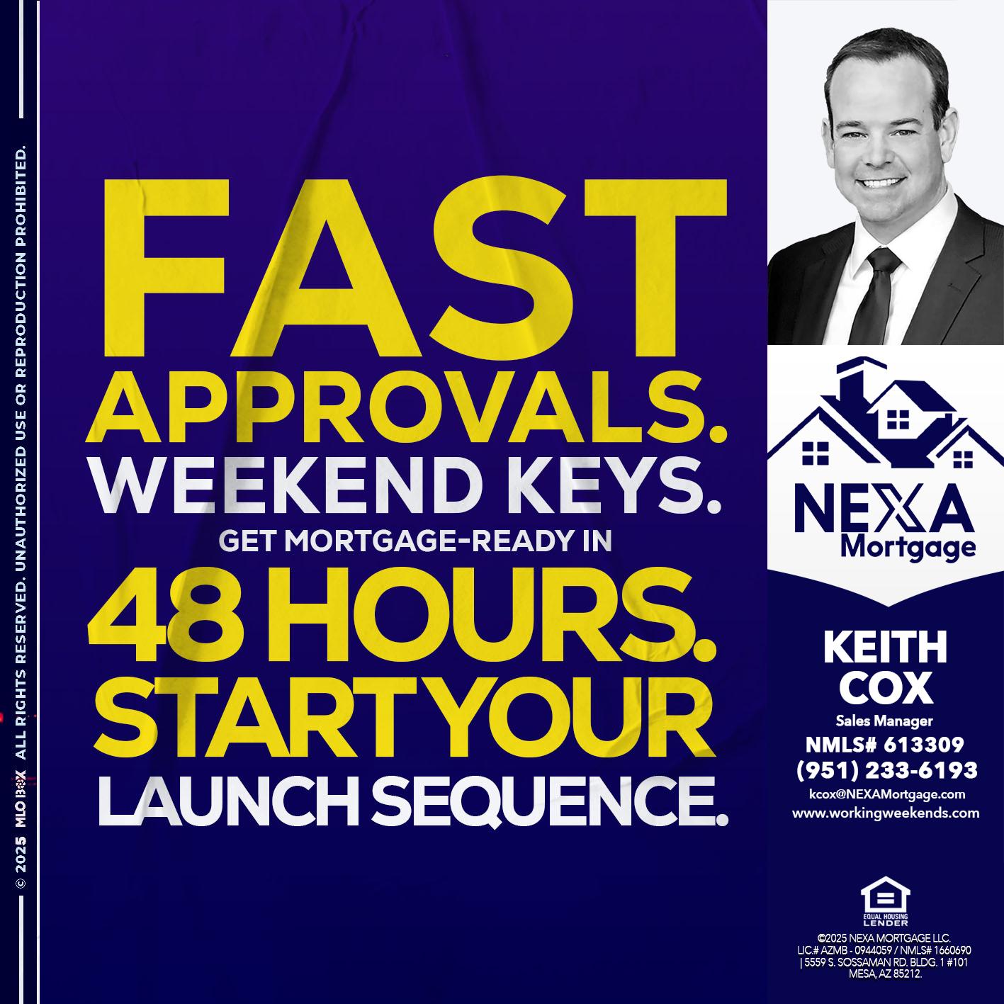 FAST APPROVALS - Keith Cox -Sales Manager