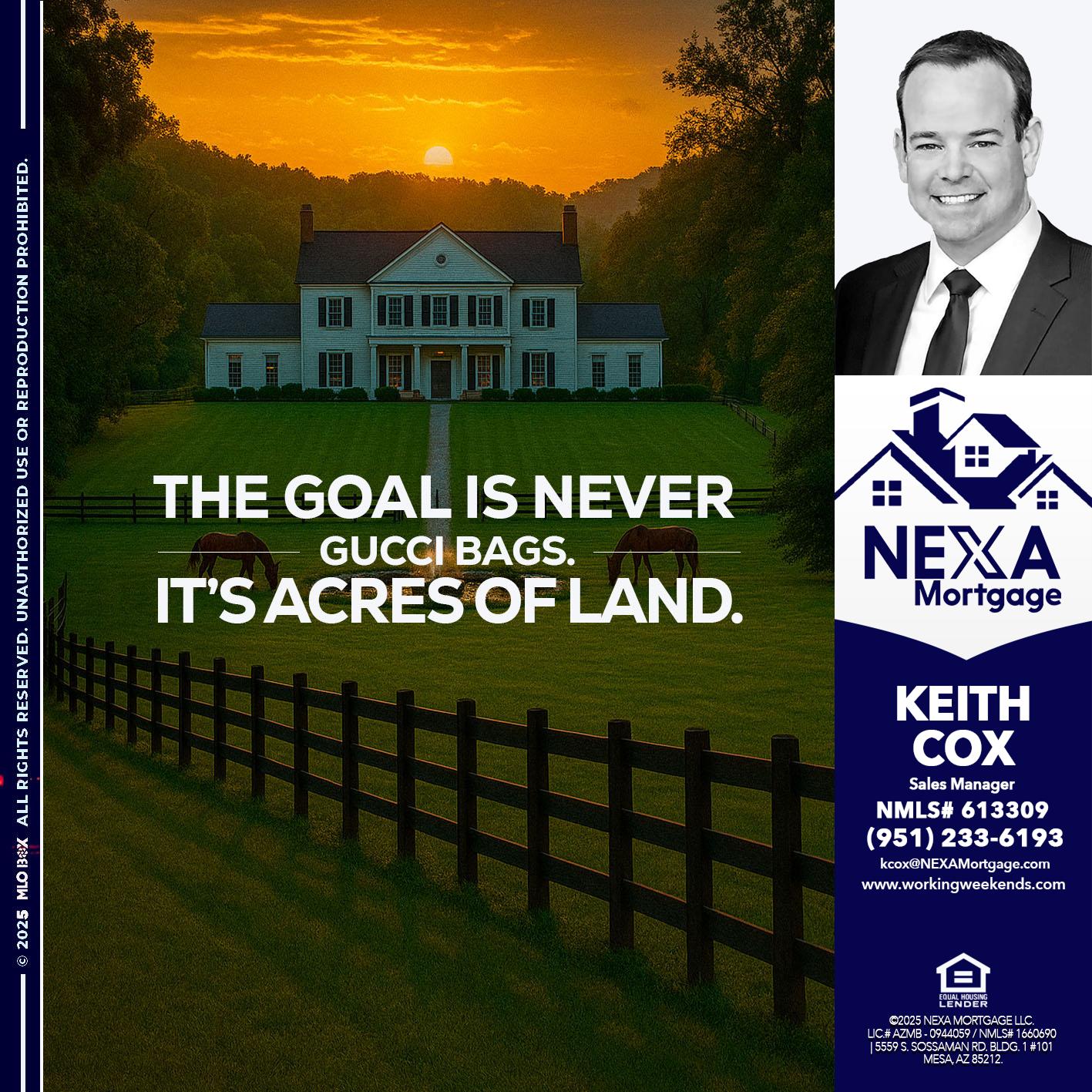 THE GOAL IS NEVER - Keith Cox -Sales Manager