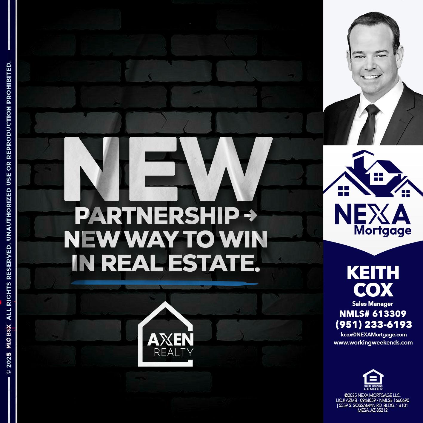 new partnership - Keith Cox -Sales Manager