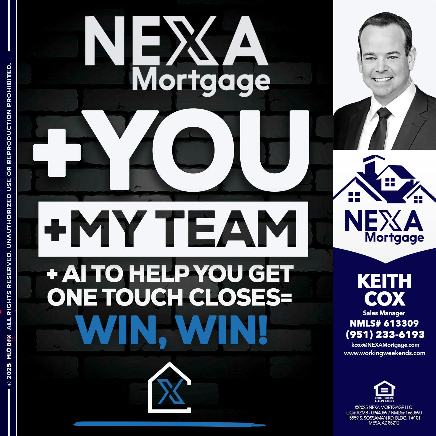 NEXA + YOU + MY TEAM - Keith Cox -Sales Manager