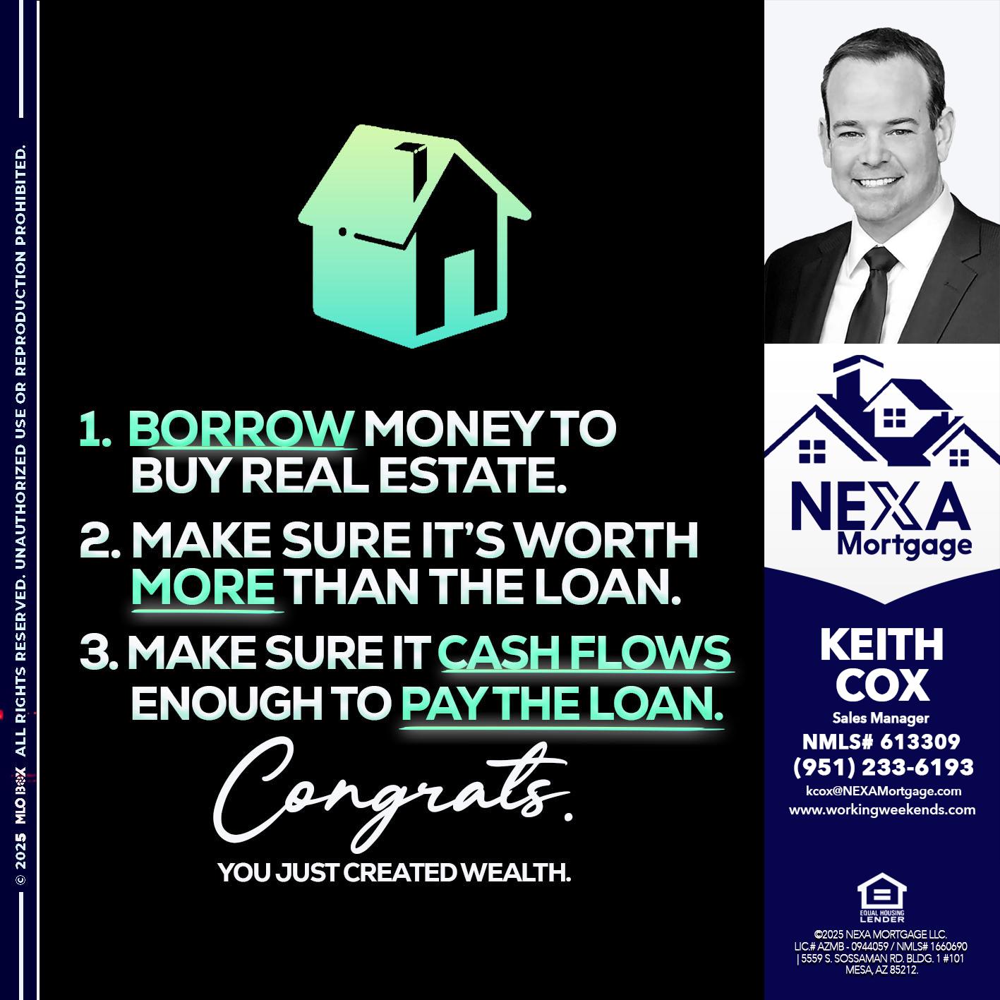 BORROW MONEY - Keith Cox -Sales Manager