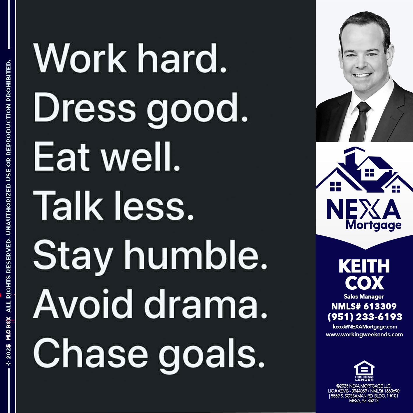 work hard - Keith Cox -Sales Manager
