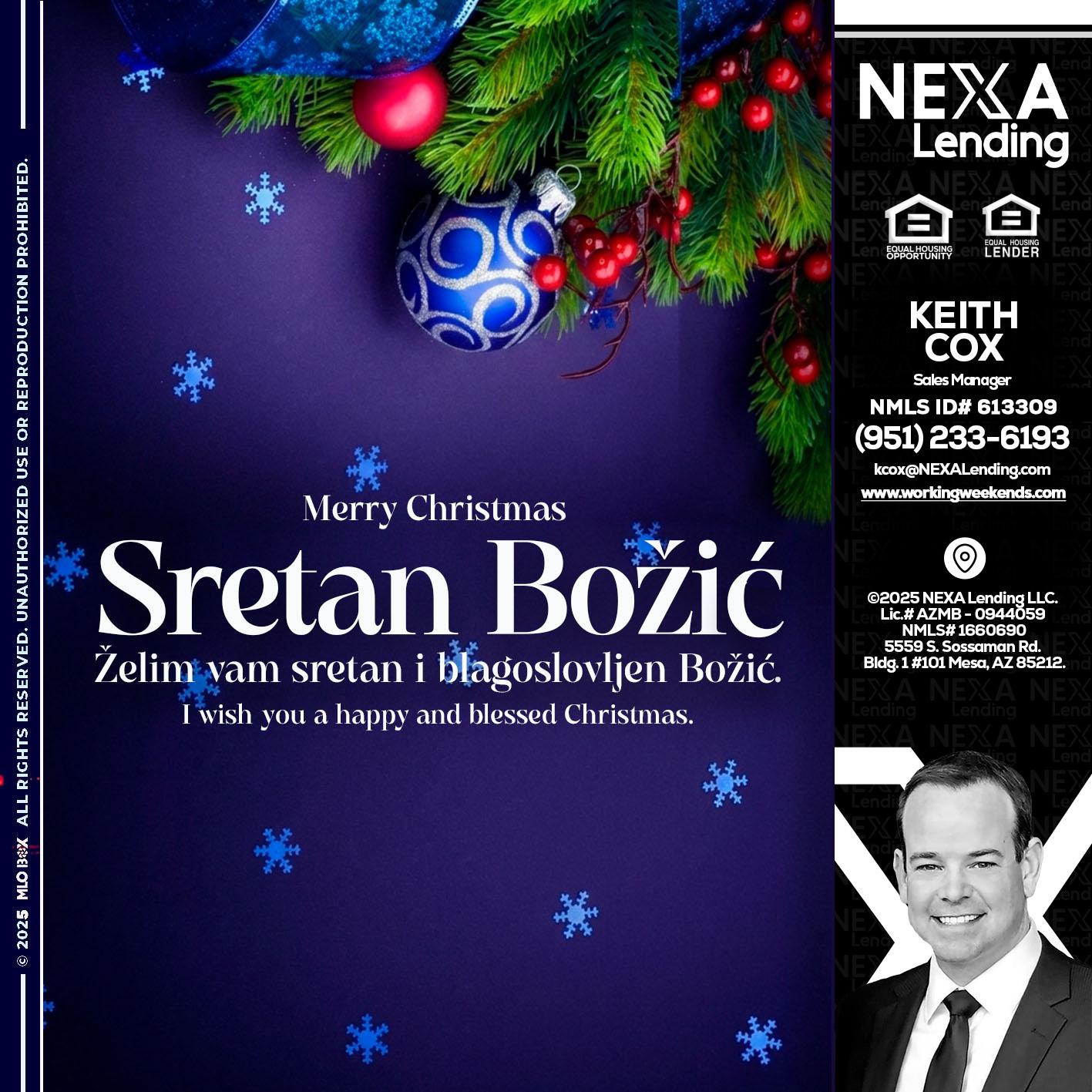 Sretan Božić - Keith Cox -Sales Manager