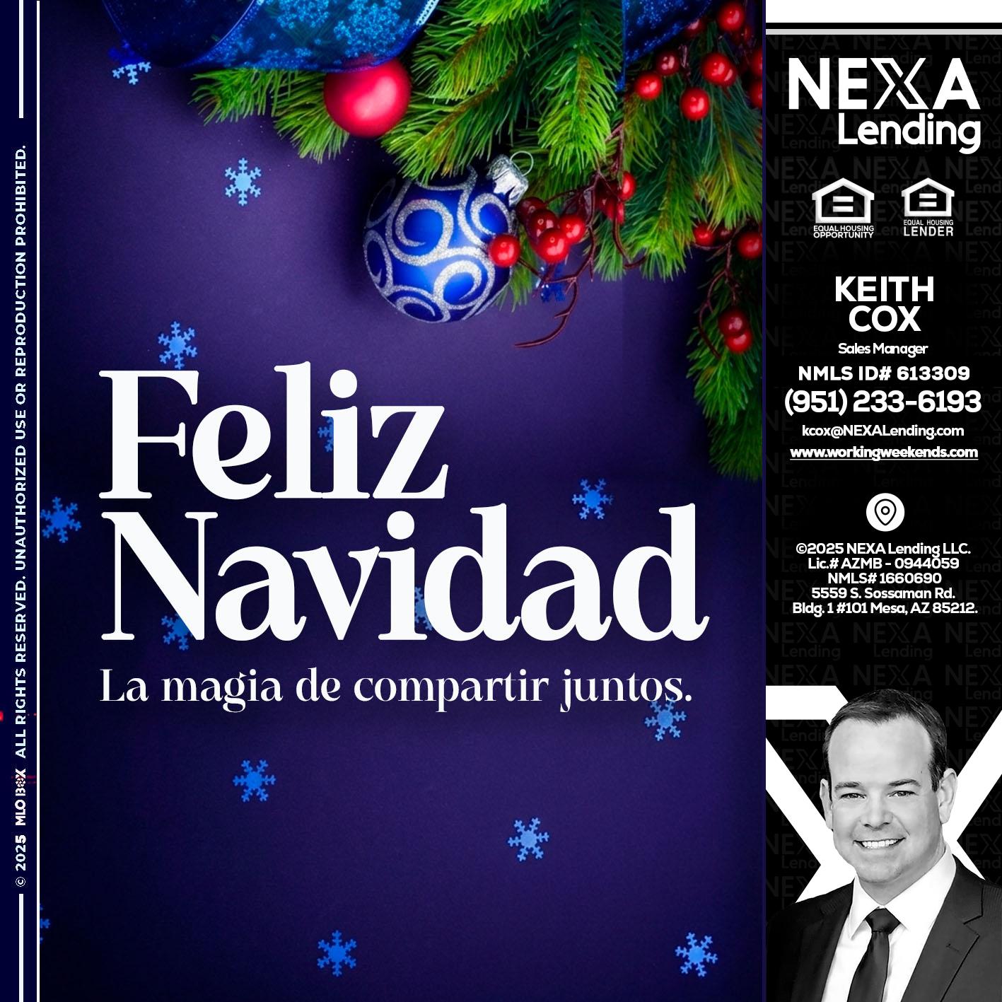 FELIZ NAVIDAD - Keith Cox -Sales Manager