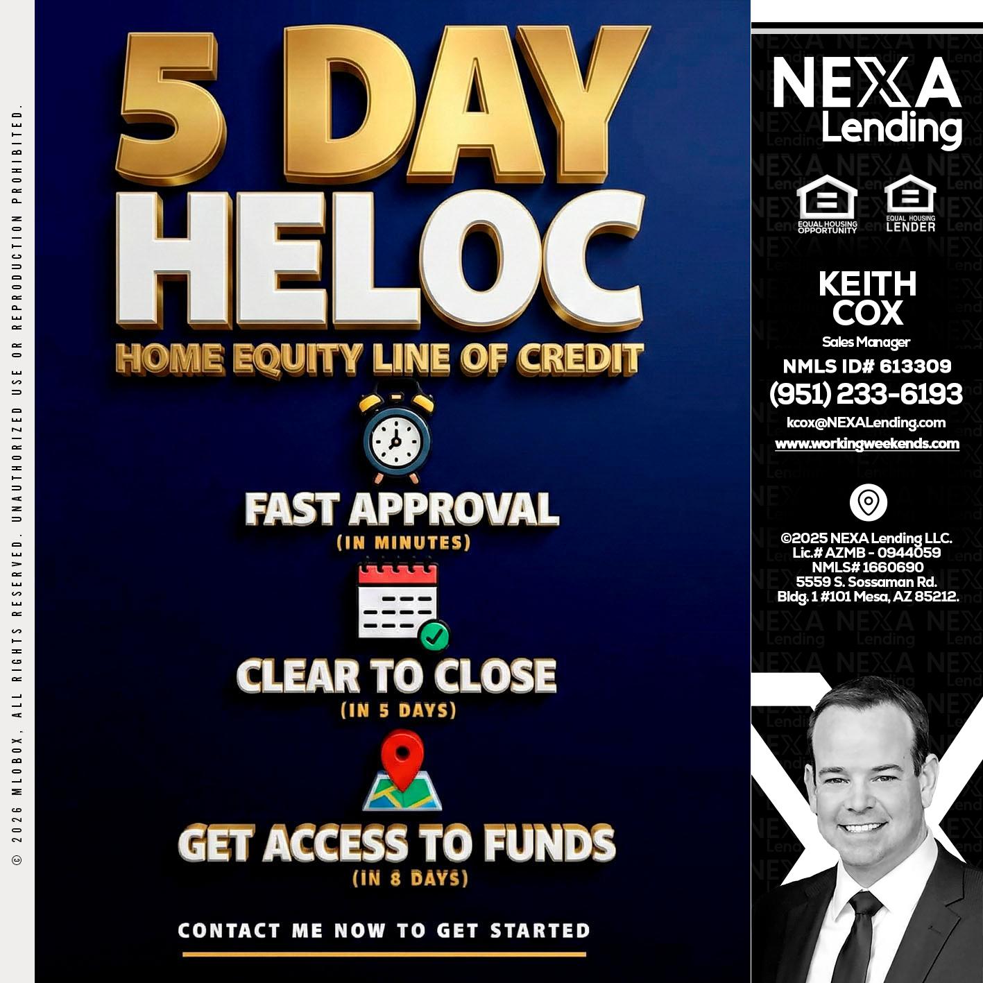 5 day hello - Keith Cox -Sales Manager