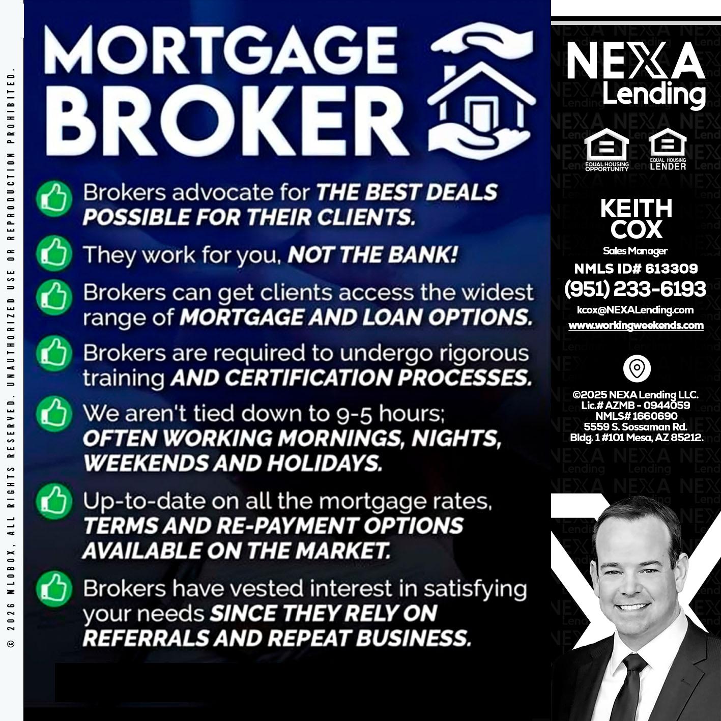 MORTGAGE BROKER - Keith Cox -Sales Manager