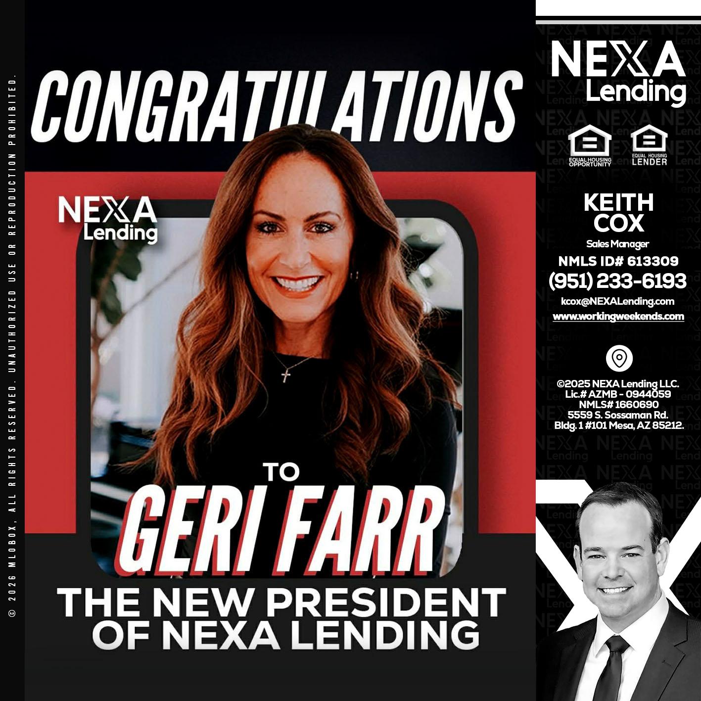 CONGRATULATIONS - Keith Cox -Sales Manager