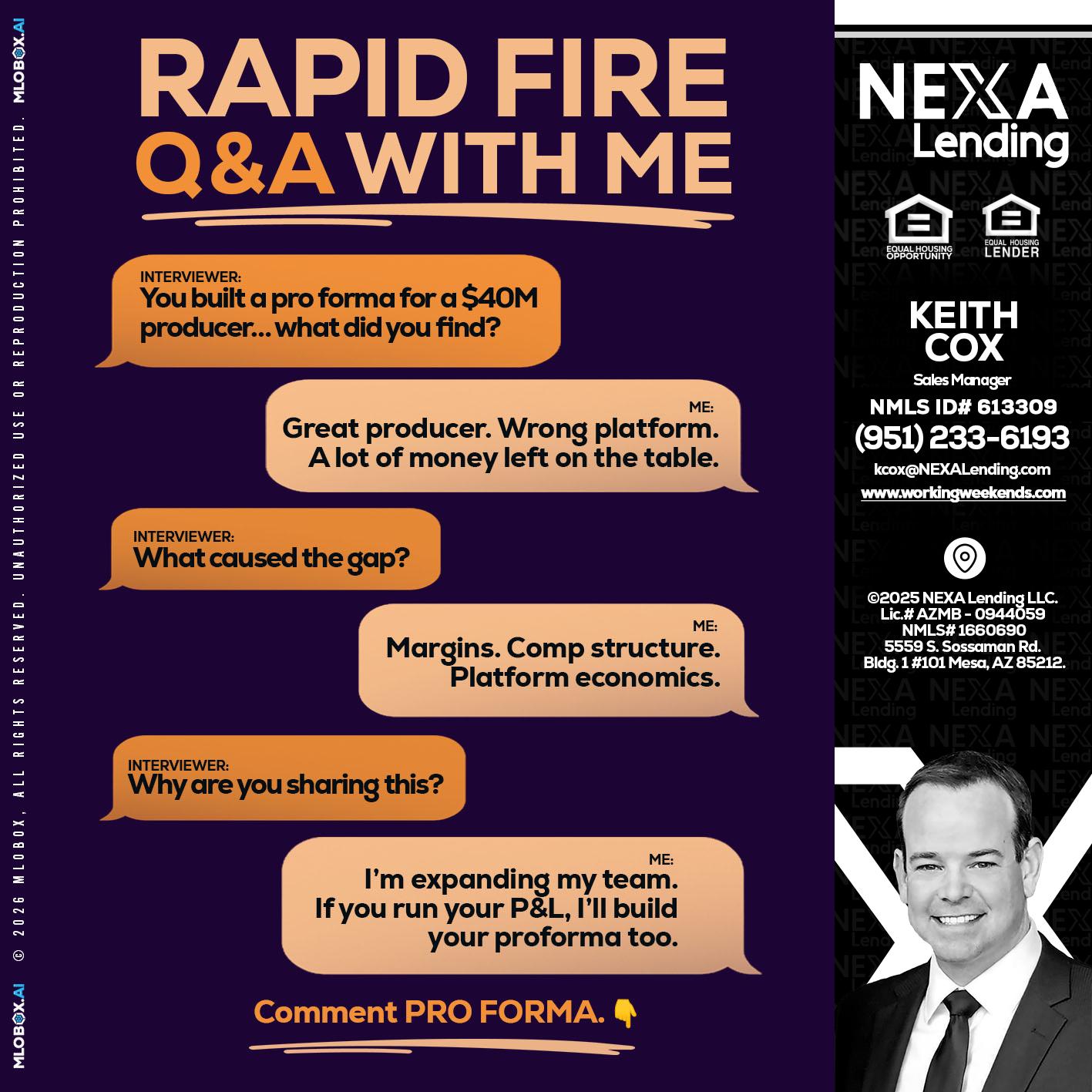RAPID FIRE - Keith Cox -Sales Manager