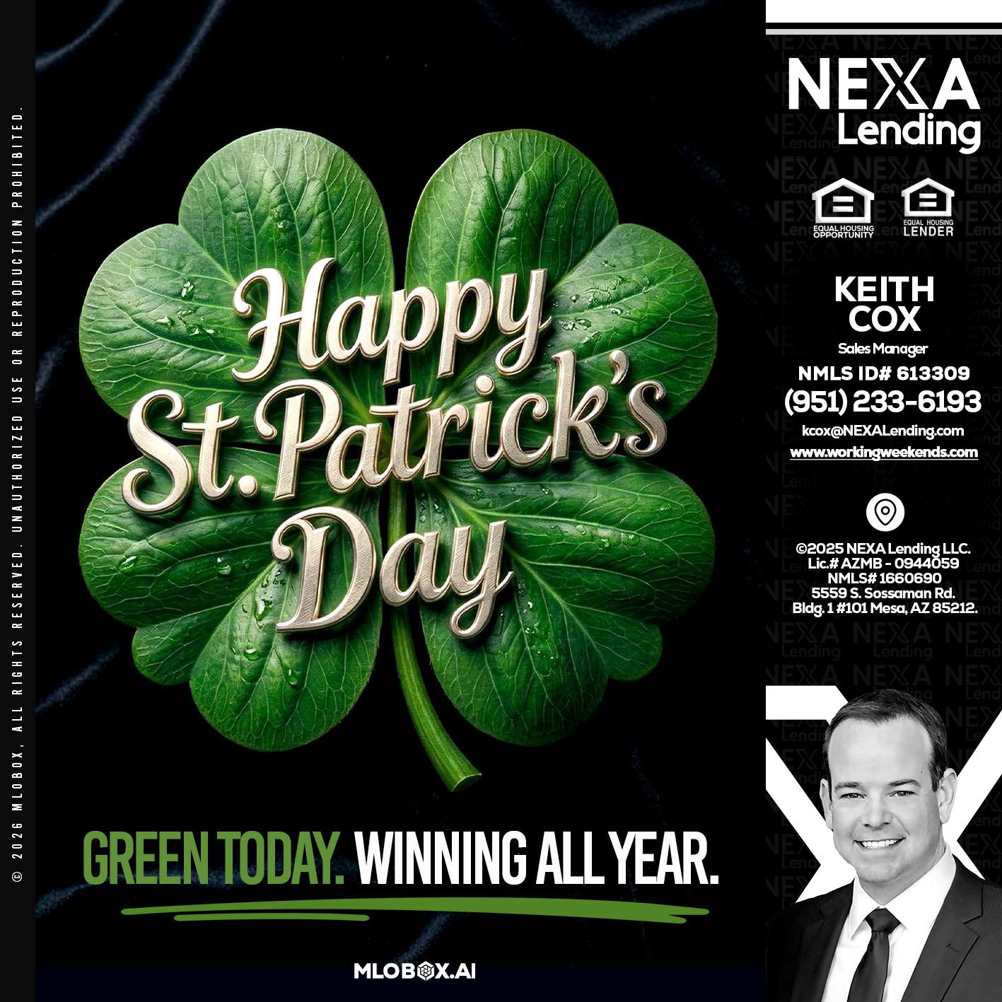 happy st. Patricks day - Keith Cox -Sales Manager