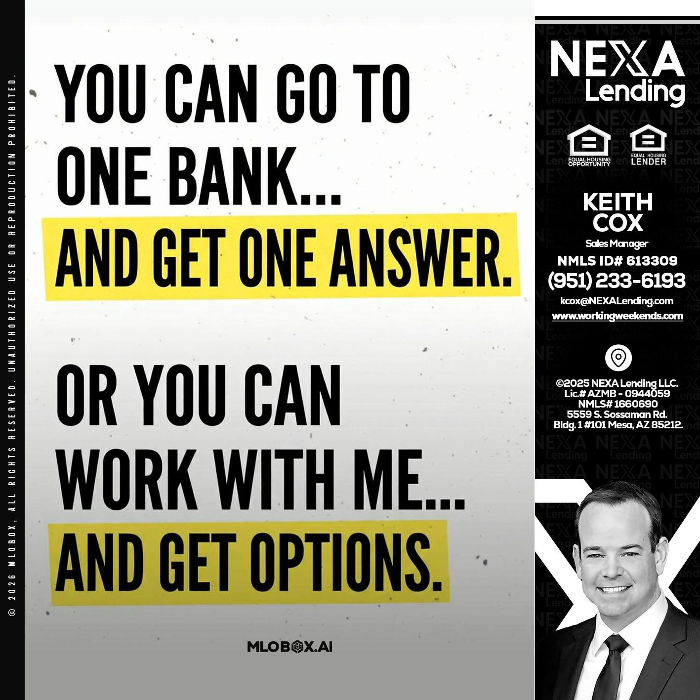 YOU CAN GO TO - Keith Cox -Sales Manager