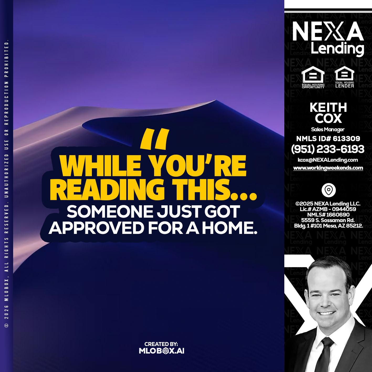 WHILE YOU - Keith Cox -Sales Manager