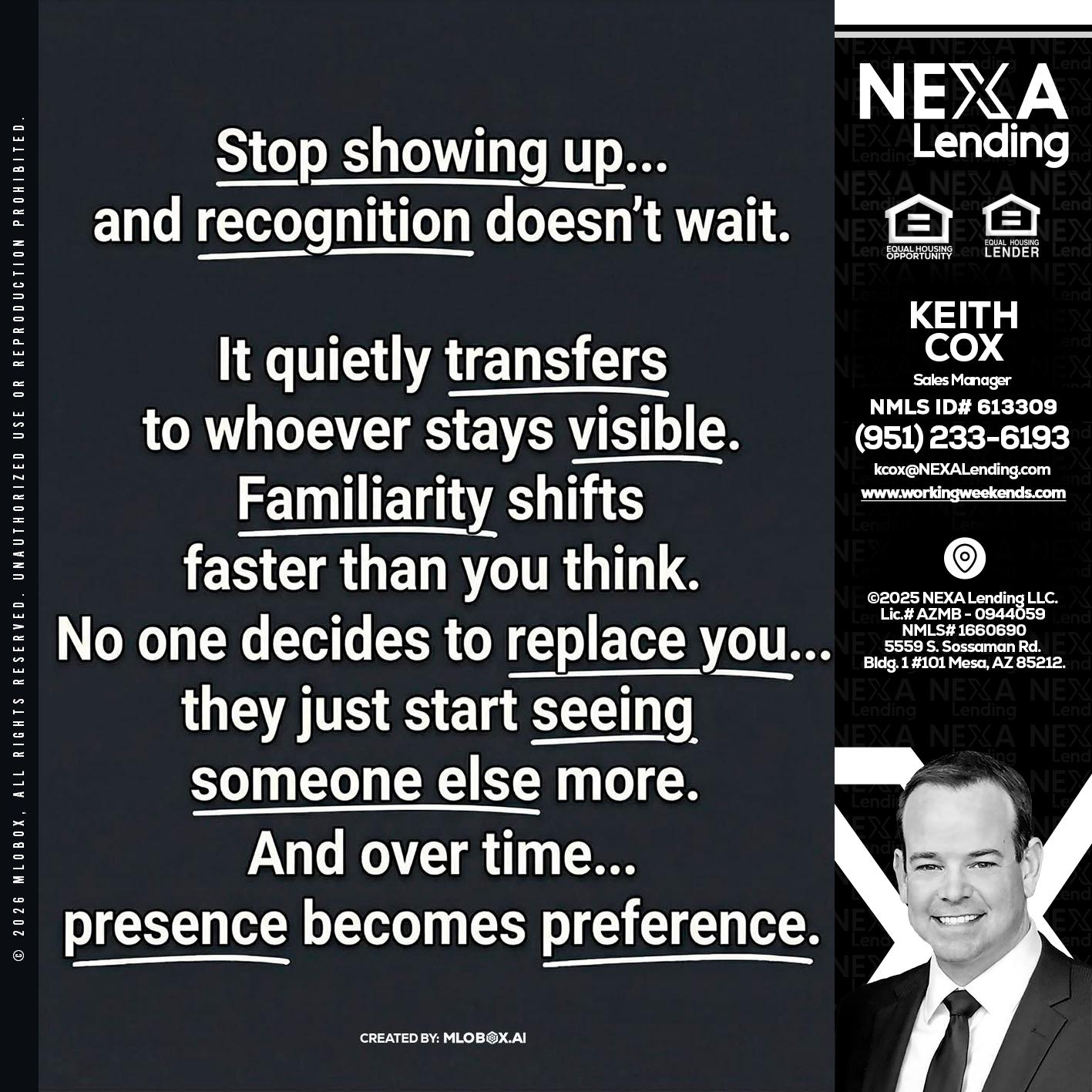 STOP SHOWING - Keith Cox -Sales Manager