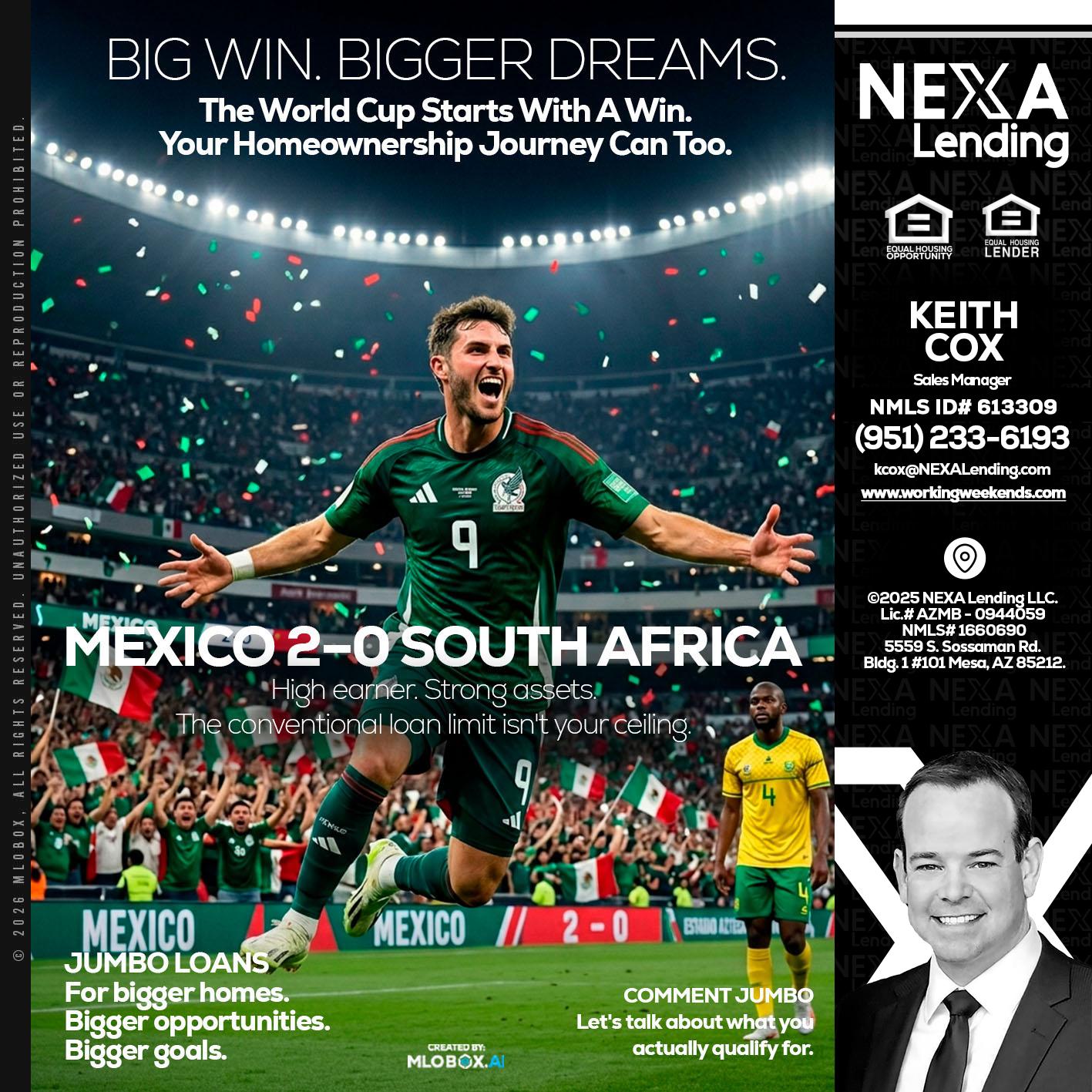 MEXICO 2-0 SOUTH AFRICA - Keith Cox -Sales Manager