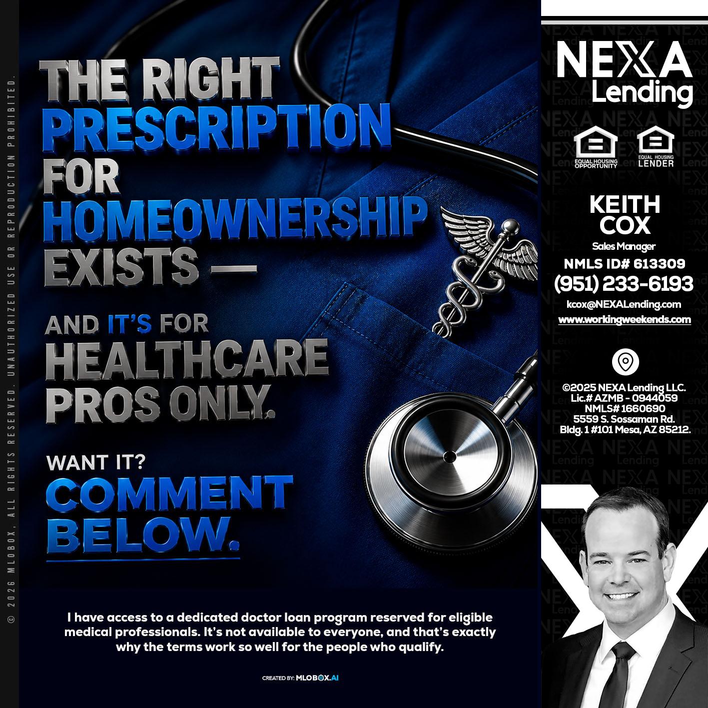 THE RIGHT PRESCRIPTION - Keith Cox -Sales Manager