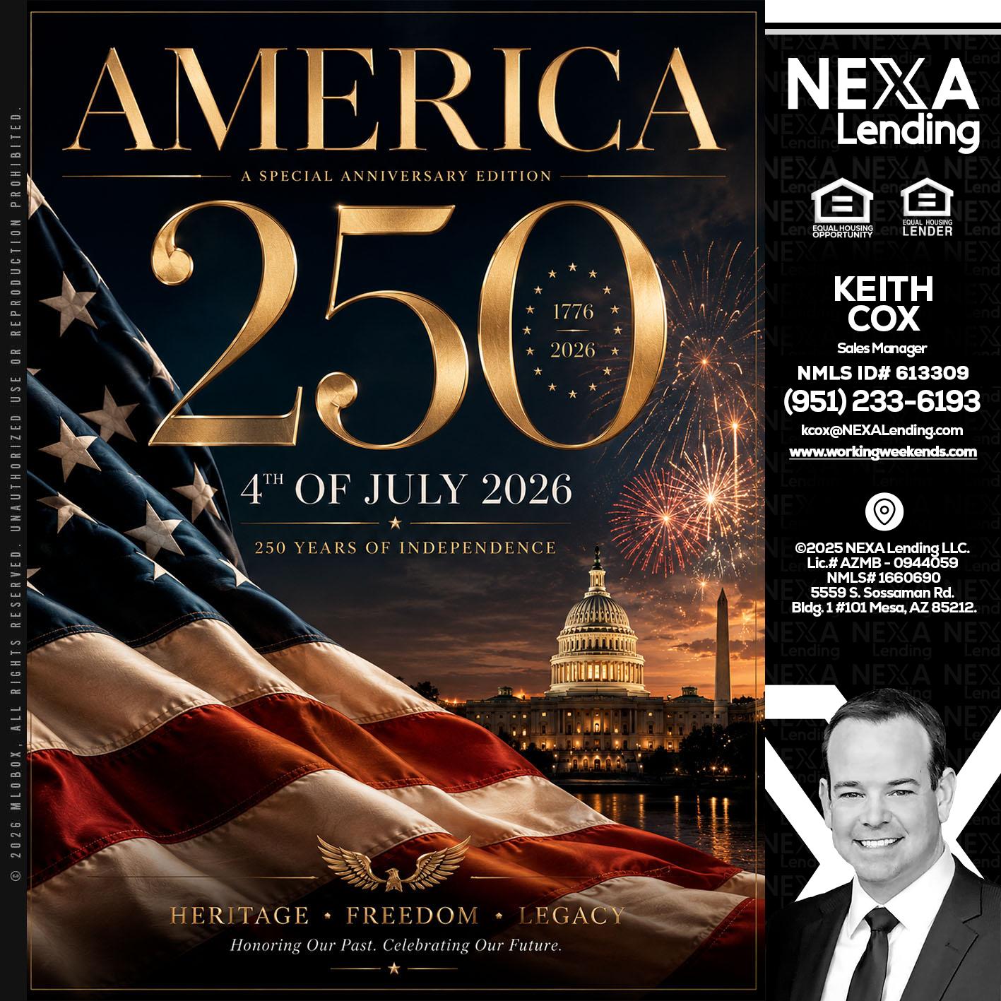 AMERICA 250 TH - Keith Cox -Sales Manager