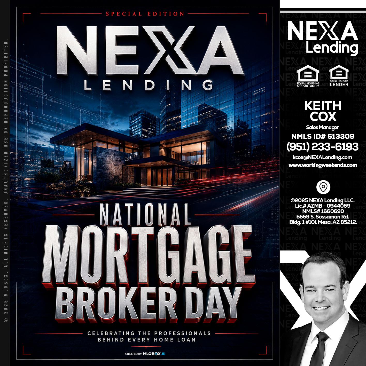 NATIONAL MORTGAGE BROKER DAY - Keith Cox -Sales Manager