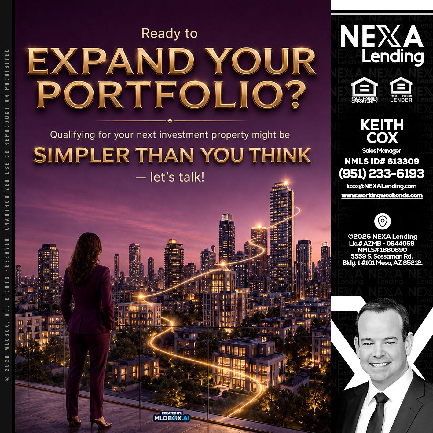 EXPAND YOUR PORTFOLIO - Keith Cox -Sales Manager