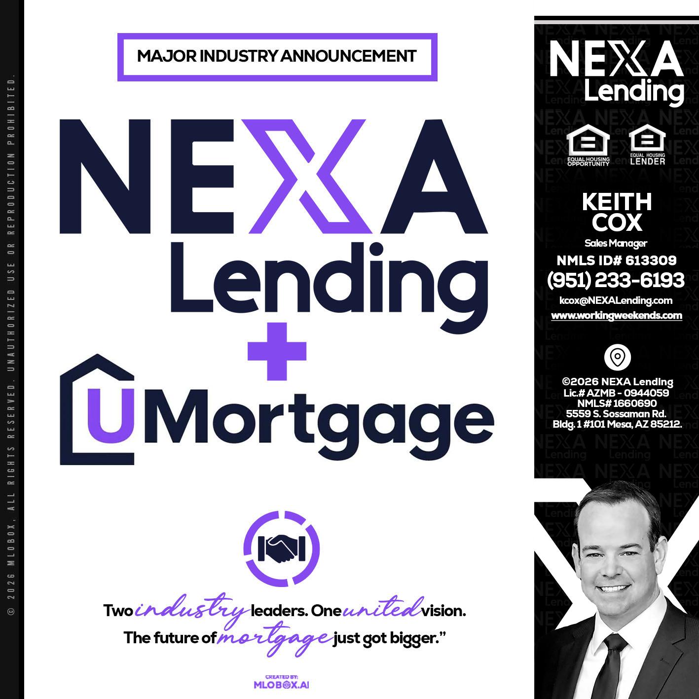 NEXA LENDING U MORTGAGE - Keith Cox -Sales Manager