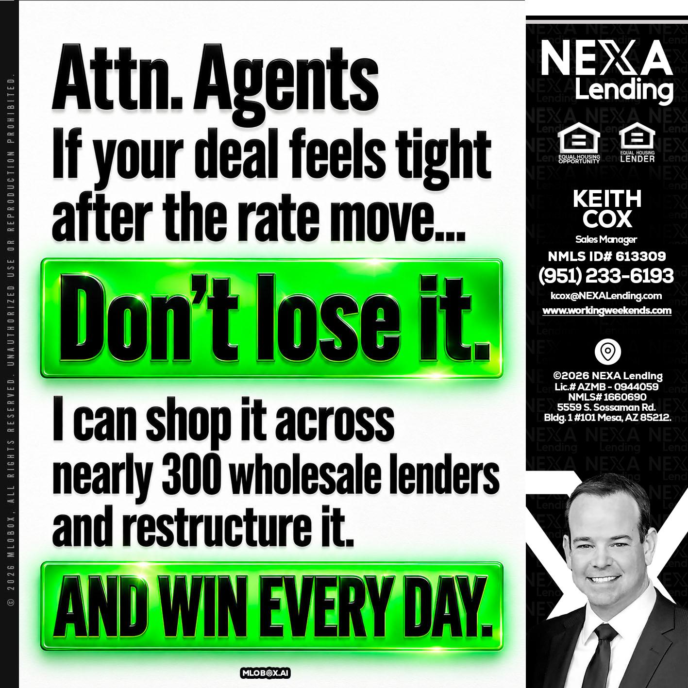 attention agents - Keith Cox -Sales Manager