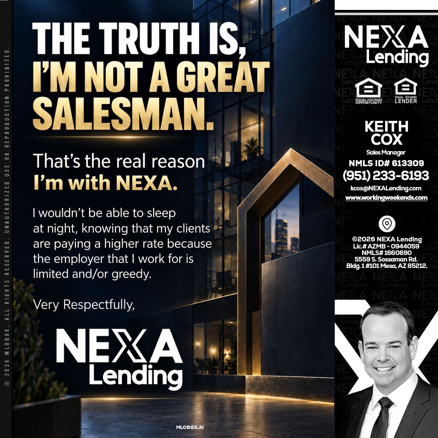 THE TRUTH IS - Keith Cox -Sales Manager