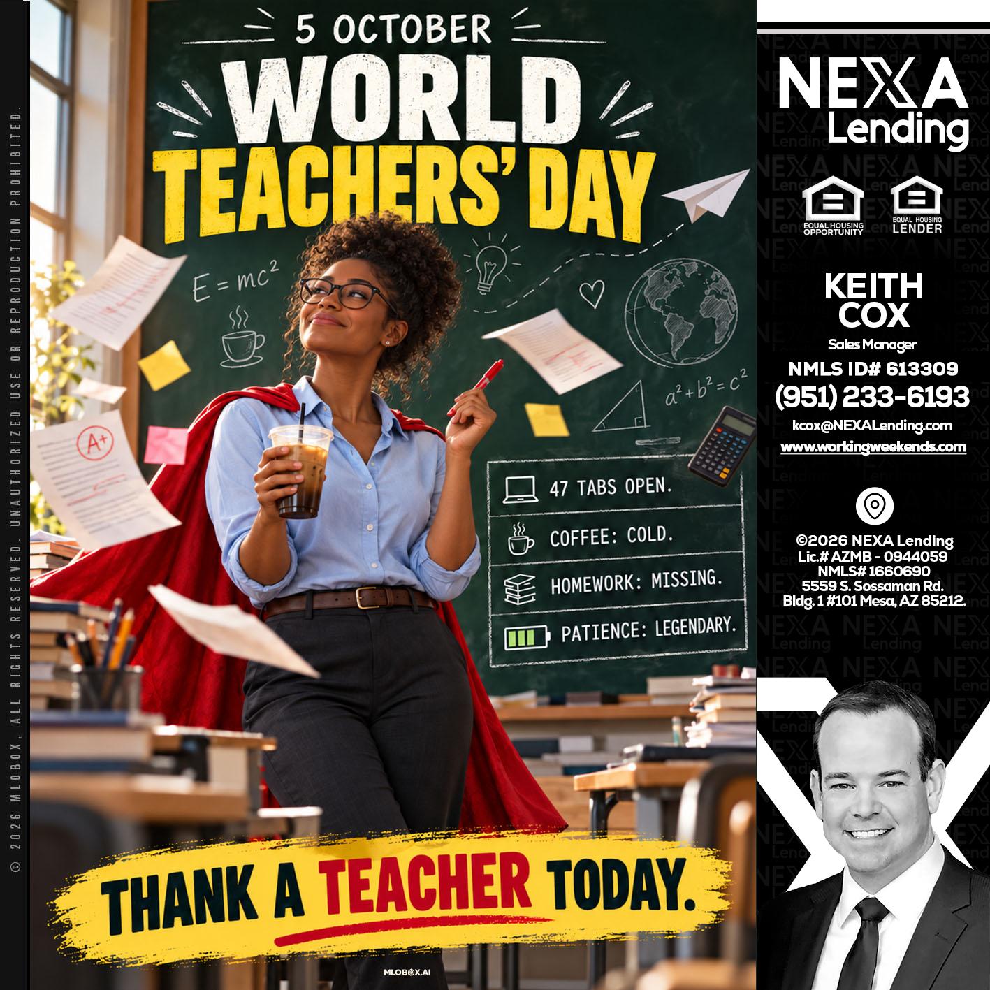 world teacher day - Keith Cox -Sales Manager