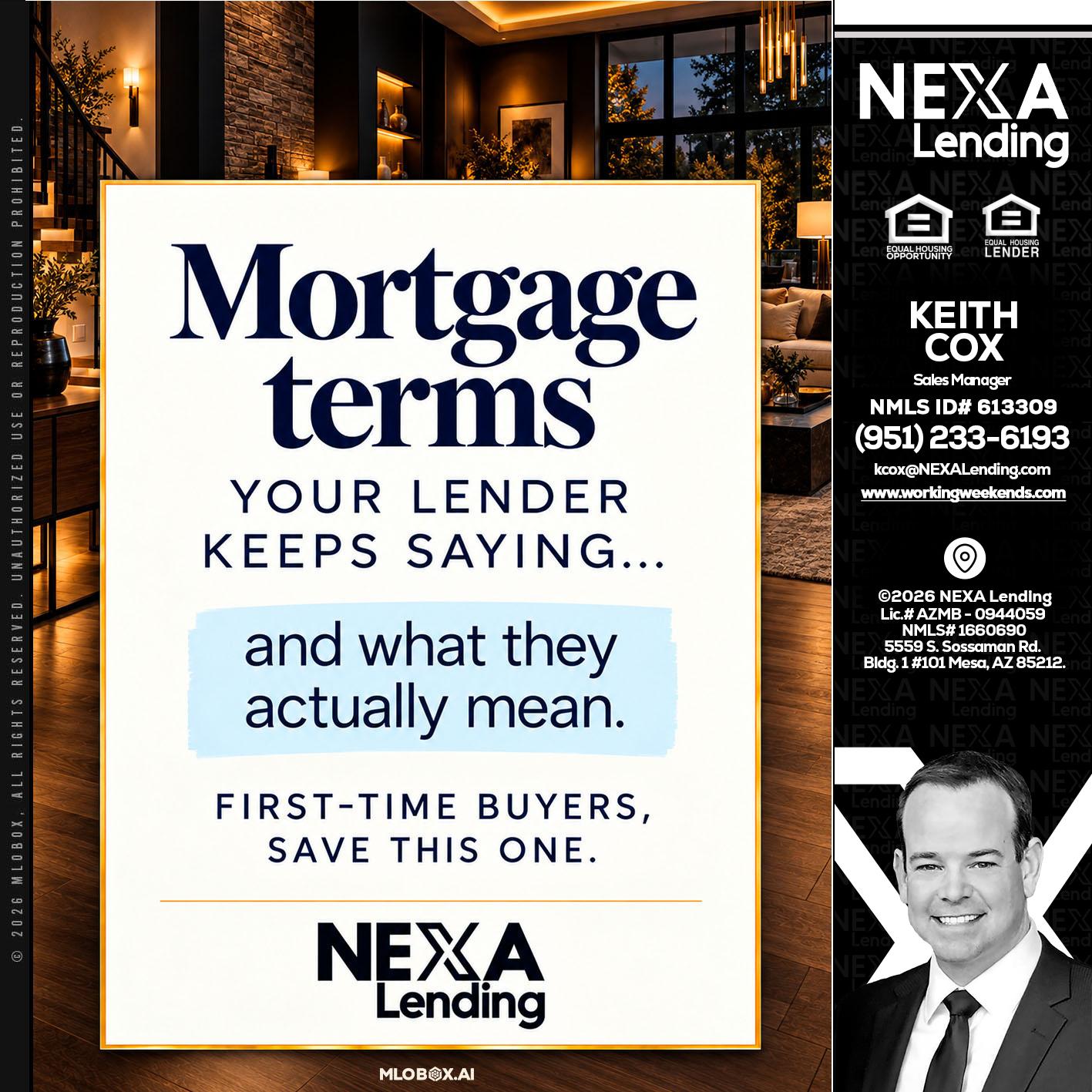 mortgage terms - Keith Cox -Sales Manager